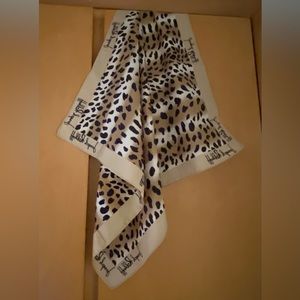 Joseph Ribkoff Leopard Print Scarf 20X20 Approx. Brown Black Animal Gold Tones